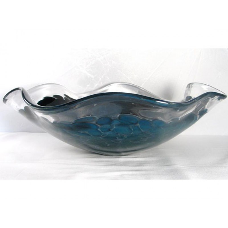 Handblown Glass Sink - Splash - Blue Luster