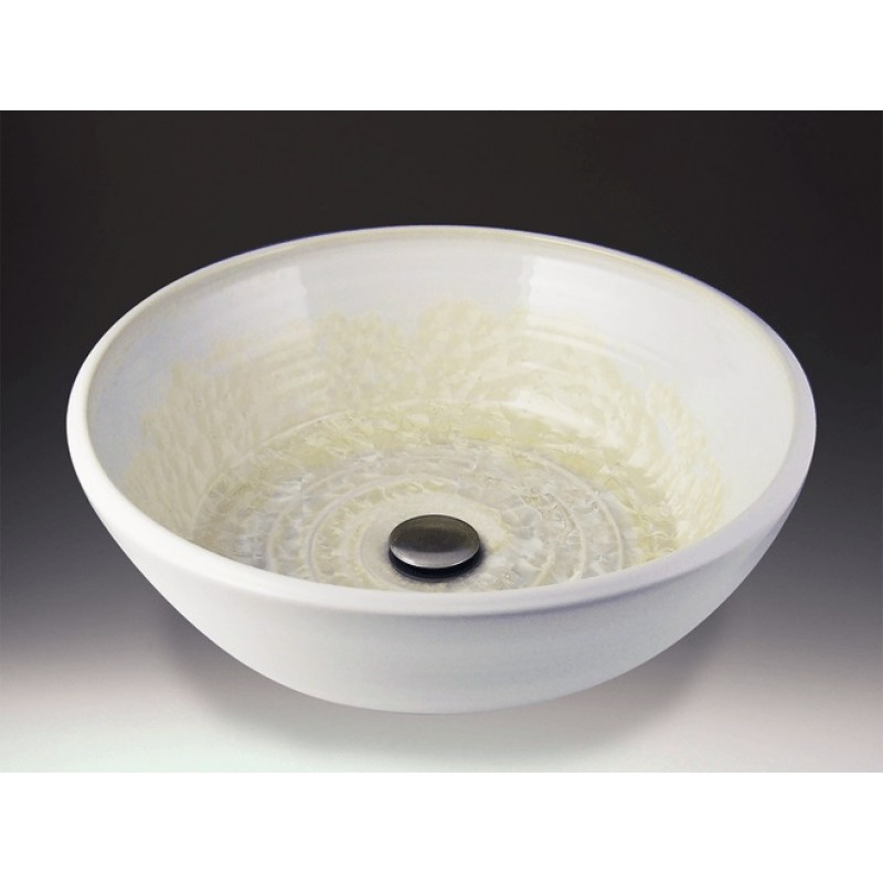 Classic Handcrafted Porcelain Clay Vessel Sink - Ivory Crystal White Exterior