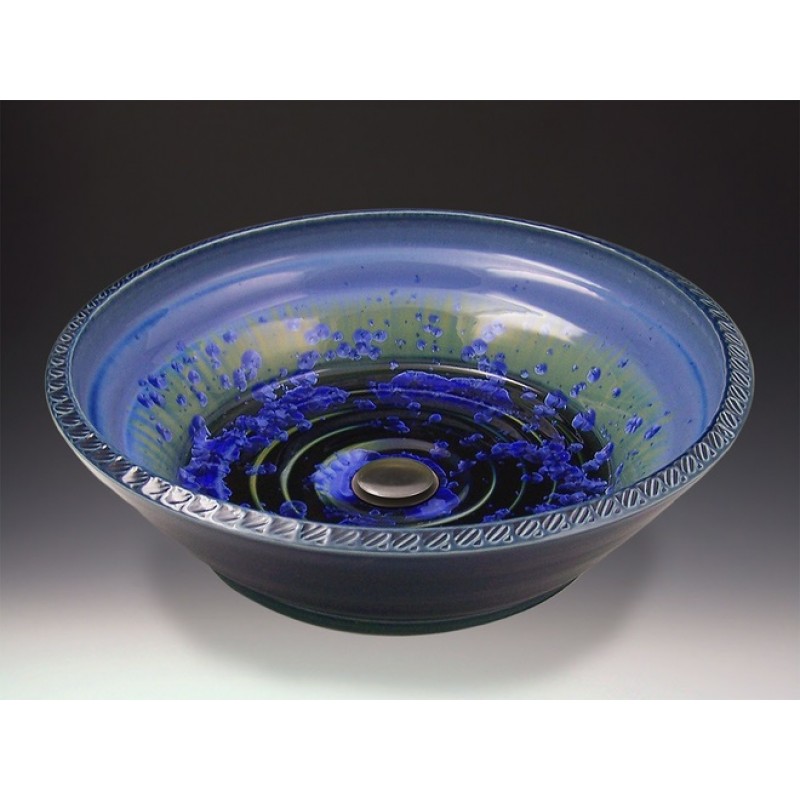 Deco Handcrafted Porcelain Clay Vessel Sink - Sky Crystal