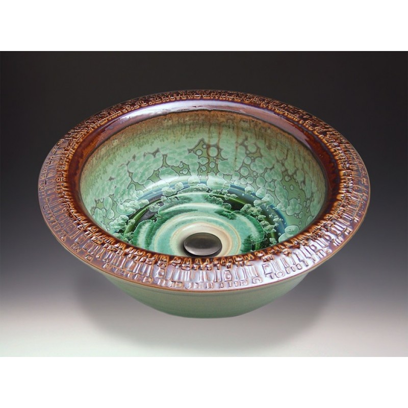 Metro Handcrafted Porcelain Clay Vessel or Drop-In Sink - Patina Crystal