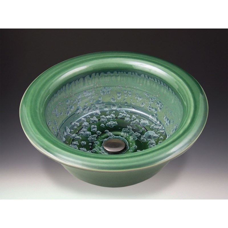 Modern Handcrafted Porcelain Clay Vessel or Drop-In Sink - Patina Crystal