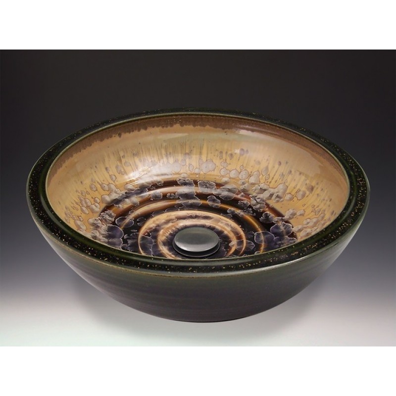 Soho Handcrafted Porcelain Clay Vessel Sink - Mocha Crystal