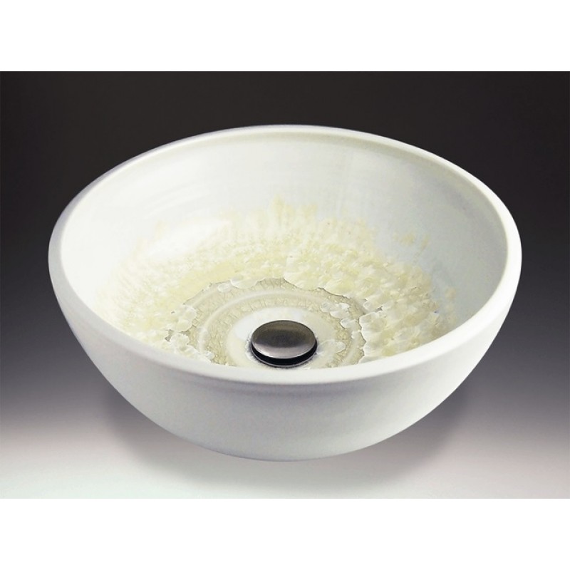 U-Style Handcrafted Porcelain Clay Undermount Sink - Ivory Crystal White Exterior