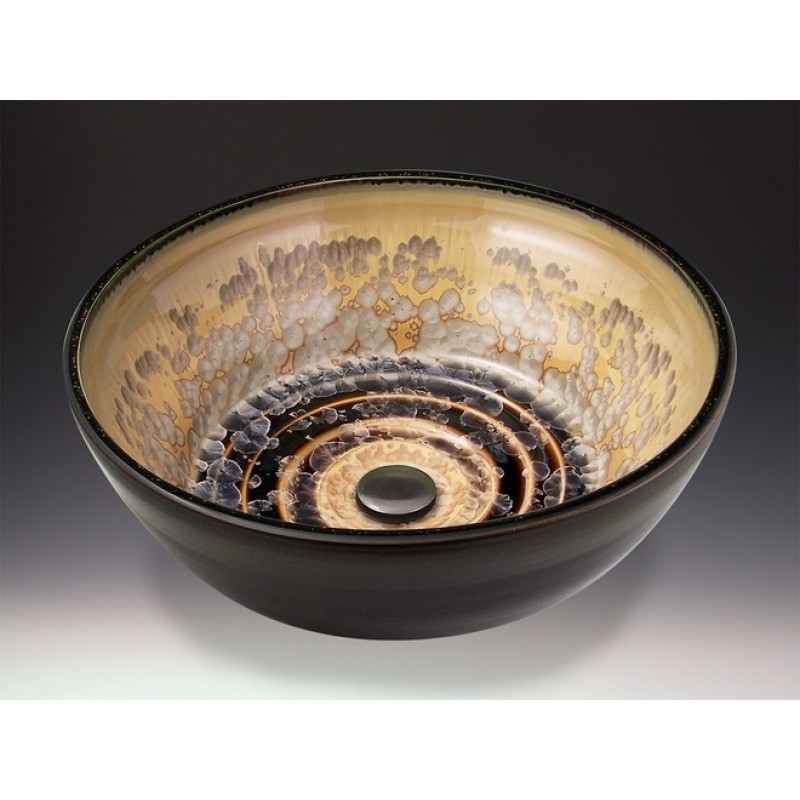 U-Style Handcrafted Porcelain Clay Undermount Sink - Mocha Crystal