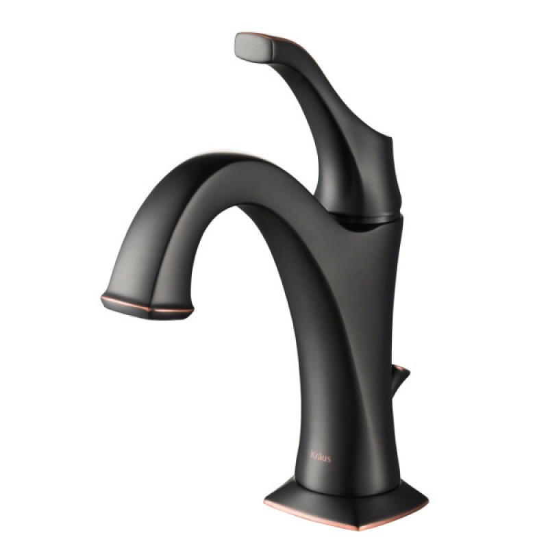 KRAUS Arlo™ Oil Rubbed Bronze Single Handle Basin Bathroom Faucet with Lift Rod Drain and Deck Plate