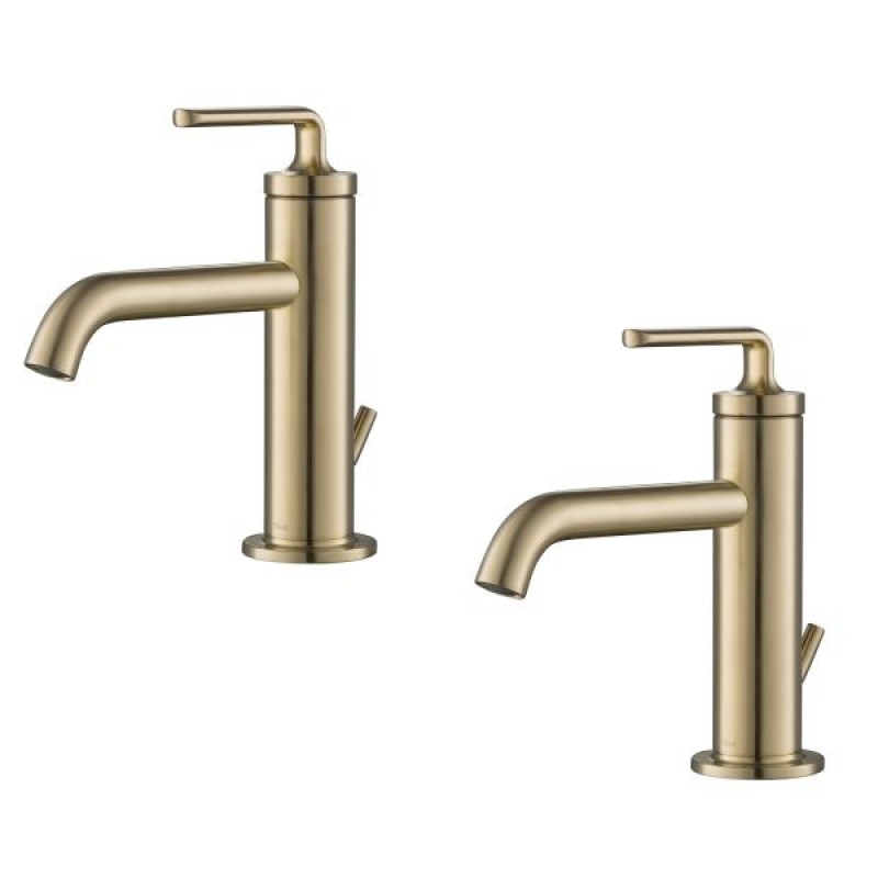 Ramus™ Single Handle Bathroom Sink Faucet with Lift Rod Drain in Brushed Gold (2-Pack)