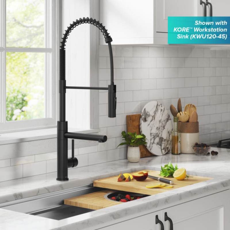 Artec Pro Commercial Style Pull-Down Single Handle Kitchen Faucet with Pot Filler in Matte Black 
