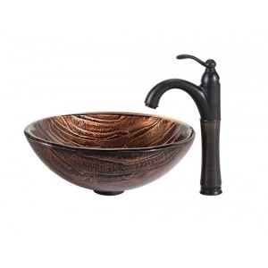 Nature Series Brown Glass Vessel Sink and Riviera ...