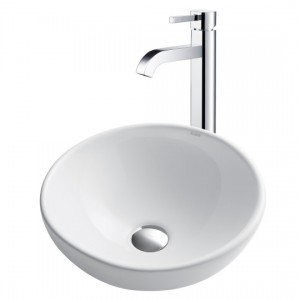 16-inch Round White Porcelain Bathroom Vessel Sink...