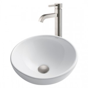 16-inch Round White Porcelain Bathroom Vessel Sink...