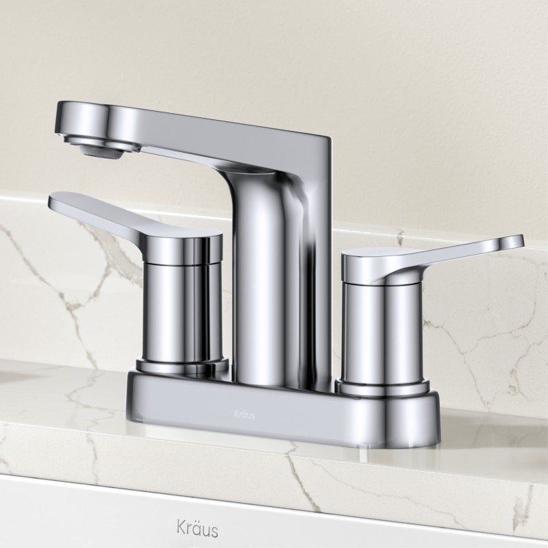 Indy™ 2-Handle 4-inch Centerset Bathroom Faucet in Chrome with Pop Up Drain and Supply Lines