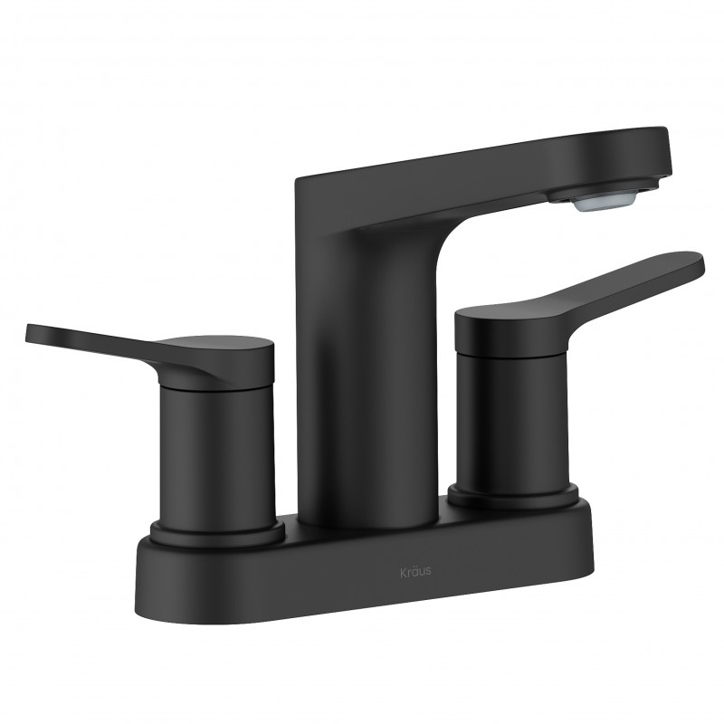 Indy™ 2-Handle 4-inch Centerset Bathroom Faucet in Matte Black with Pop Up Drain and Supply Lines