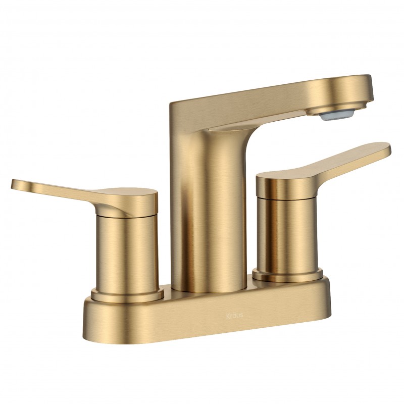 Indy™ 2-Handle 4-inch Centerset Bathroom Faucet in Spot-Free Brushed Brass with Pop Up Drain and Supply Lines