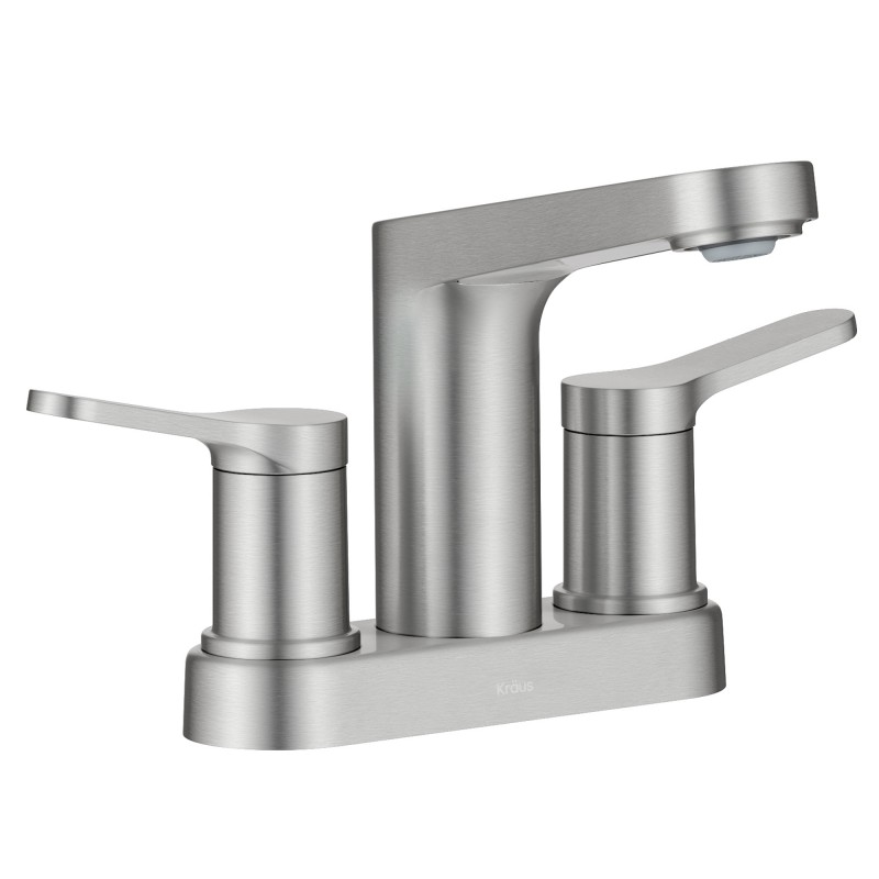 Indy™ 2-Handle 4-inch Centerset Bathroom Faucet in Spot-Free Brushed Nickel with Pop Up Drain and Supply Lines