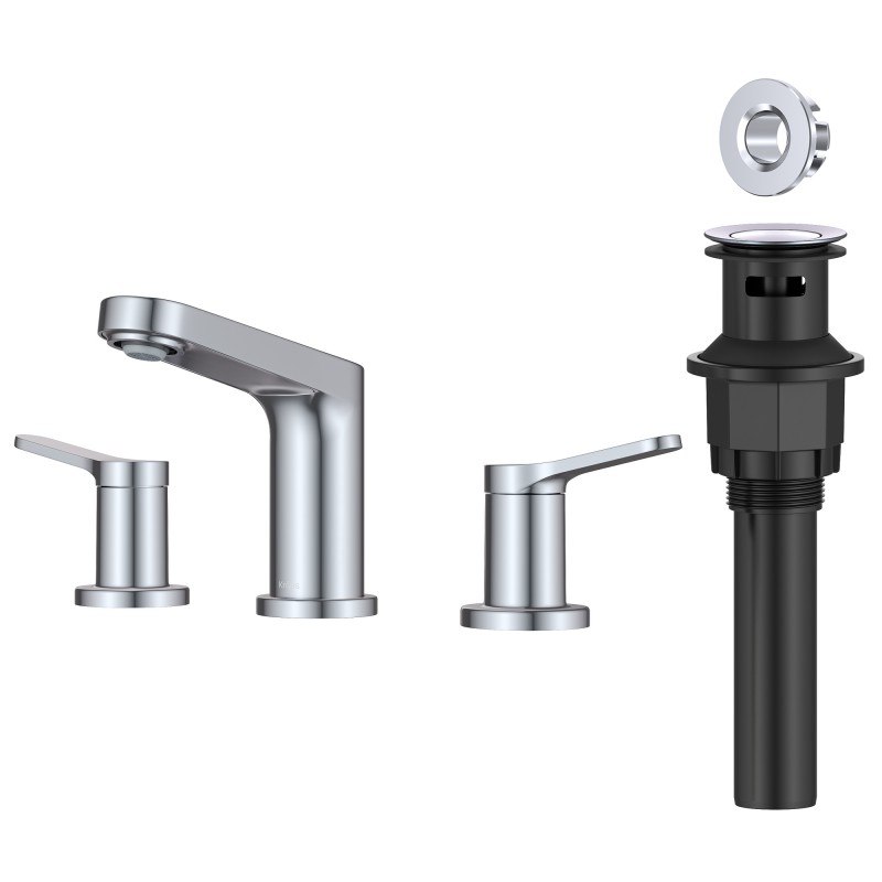 Indy™ 2-Handle 8-inch Widespread Bathroom Faucet in Chrome with Pop Up Drain and Supply Lines