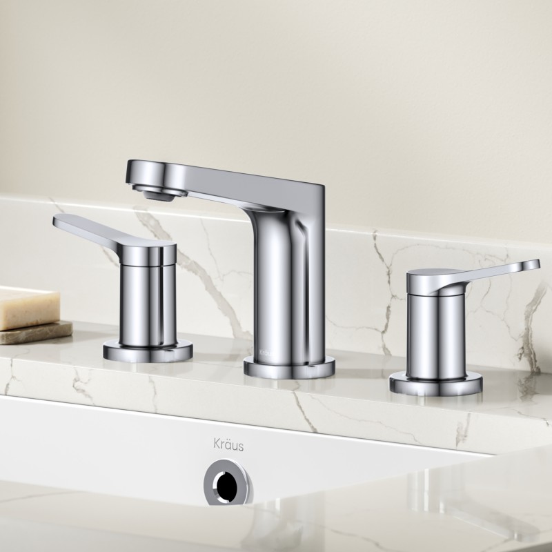 Indy™ 2-Handle 8-inch Widespread Bathroom Faucet in Chrome with Pop Up Drain and Supply Lines