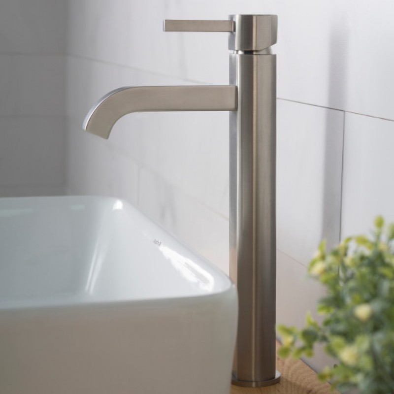 Ramus Tall Vessel Bathroom Faucet, Satin Nickel Finish