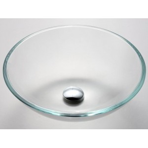 Round Crystal Clear Glass Vessel Bathroom Sink, 16...