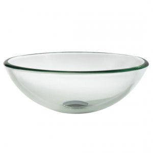 Round Clear Glass Vessel Bathroom Sink, 14 inch