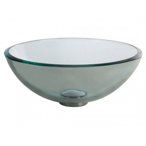 Round Clear Glass Vessel Bathroom Sink, 14 inch, w...