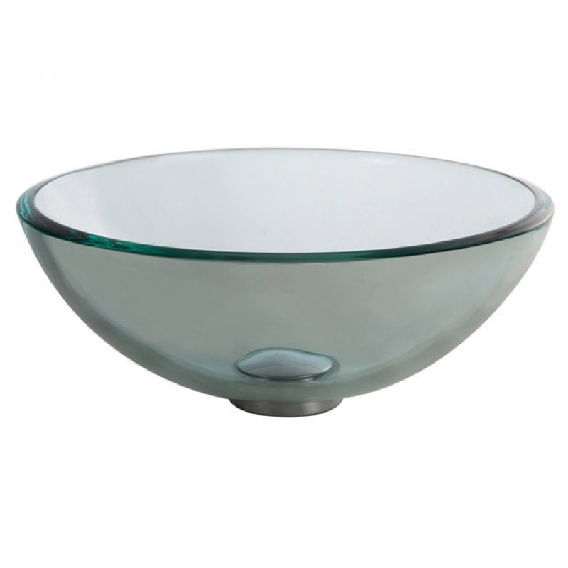 Round Clear Glass Vessel Bathroom Sink, 14 inch, with Drain & Mounting Ring Oil Rubbed Bronze