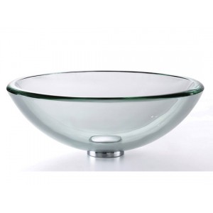 Clear 19mm Thick Glass Vessel Sink with Drain &...
