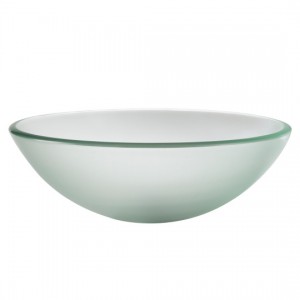 Round Frosted Glass Vessel Bathroom Sink, 16 1/2 i...