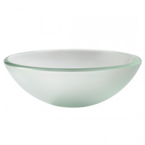 Round Frosted Glass Vessel Bathroom Sink, 14 inch