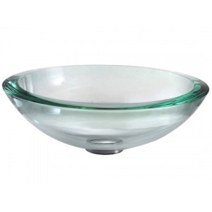 Clear 34mm Edge Glass Vessel Sink with Drain &...