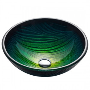 Nature Series Round Green Glass Vessel Bathroom Si...