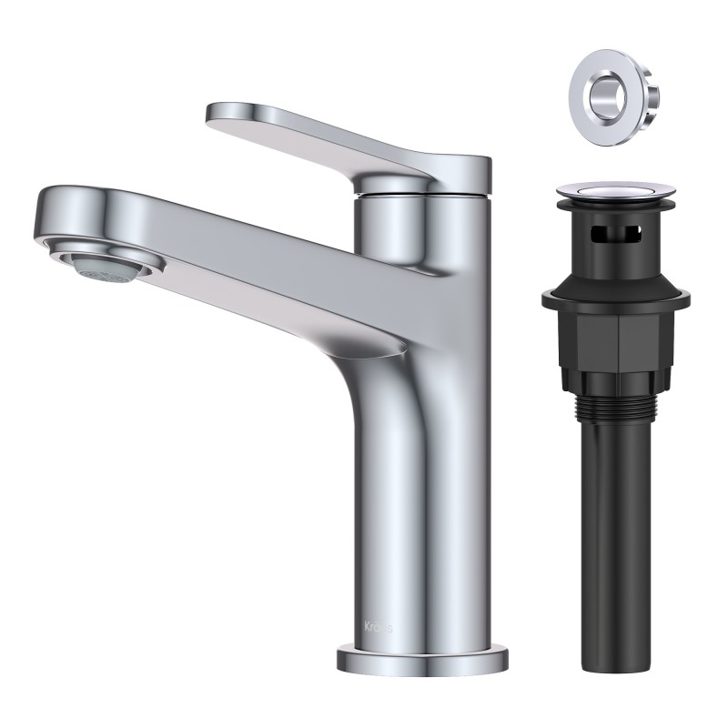 Indy™ Single Handle Bathroom Faucet in Chrome with Pop Up Drain and Supply Lines
