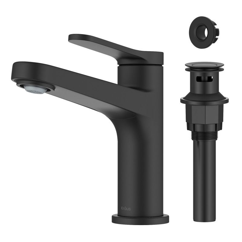 Indy™ Single Handle Bathroom Faucet in Matte Black with Pop Up Drain and Supply Lines