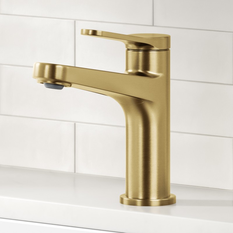 Indy™ Single Handle Bathroom Faucet in Spot-Free Brushed Brass with Pop Up Drain and Supply Lines