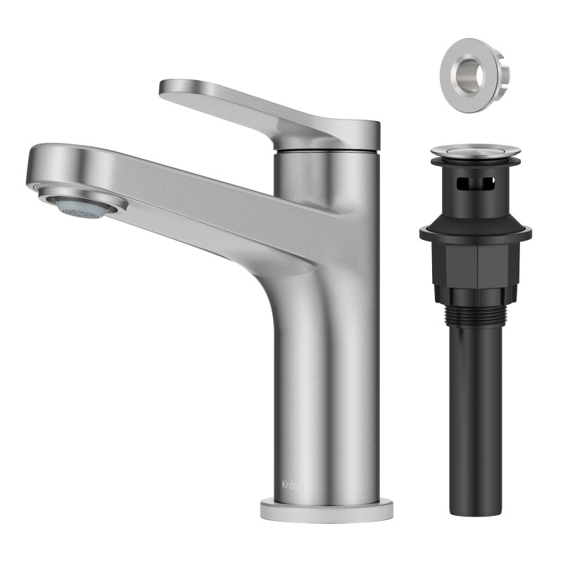 Indy™ Single Handle Bathroom Faucet in Spot-Free Brushed Nickel with Pop Up Drain and Supply Lines