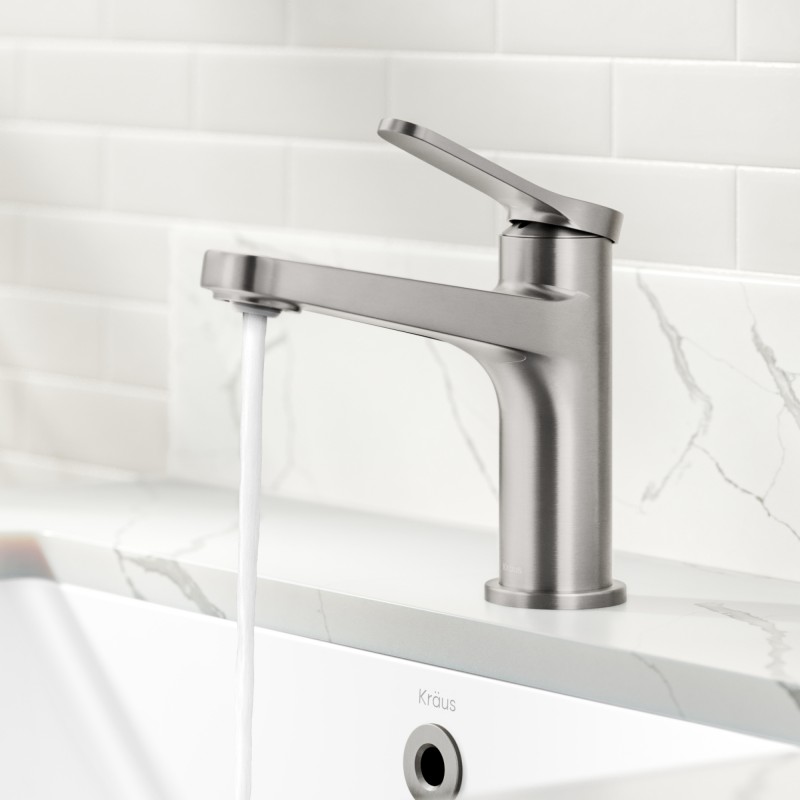 Indy™ Single Handle Bathroom Faucet in Spot-Free Brushed Nickel with Pop Up Drain and Supply Lines