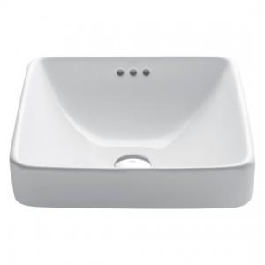 Elavo™ Square Semi-Recessed Vessel White Porcela...