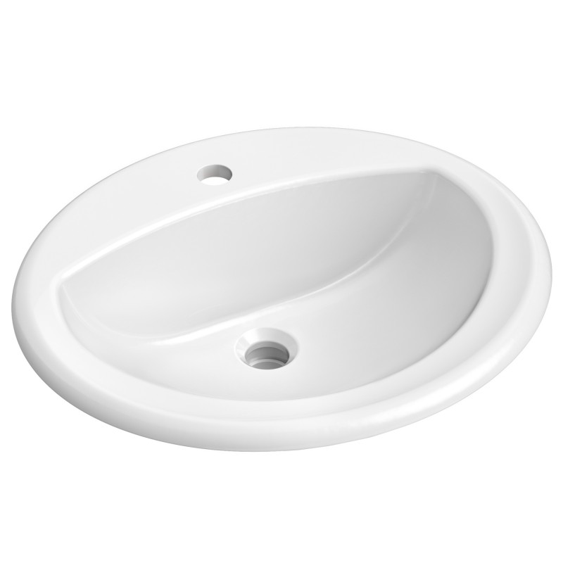 Elavo® 20.5 in. Oval Porcelain Ceramic Self-Rimming Drop In Bathroom Sink in White with Overflow Drain