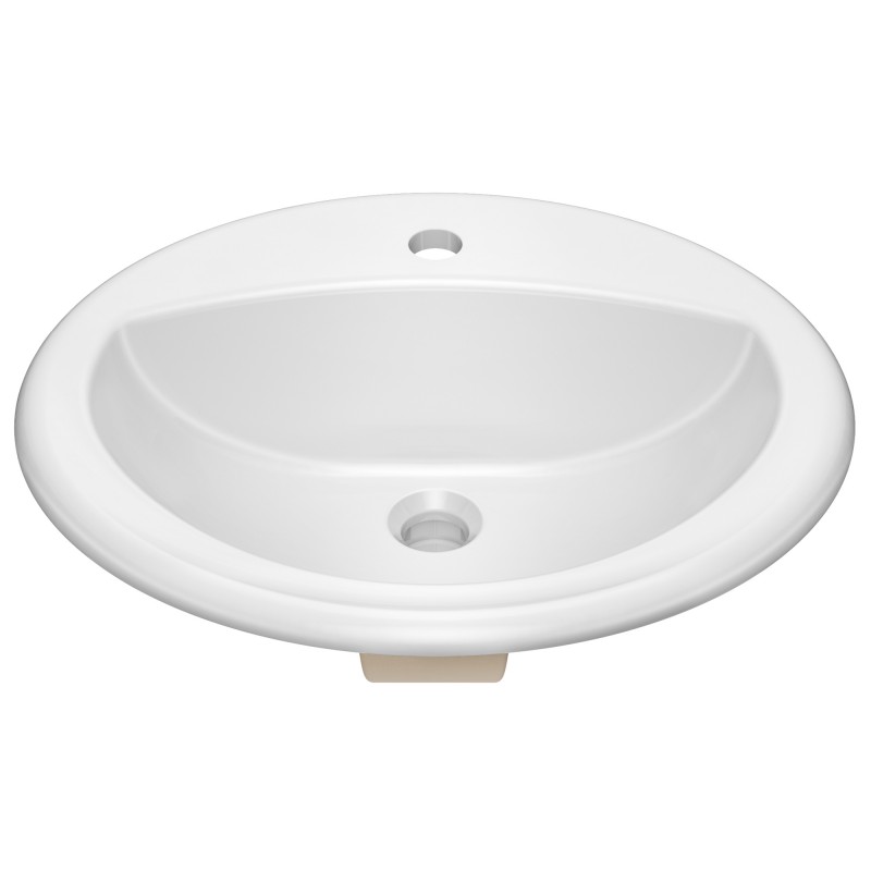 Elavo® 20.5 in. Oval Porcelain Ceramic Self-Rimming Drop In Bathroom Sink in White with Overflow Drain