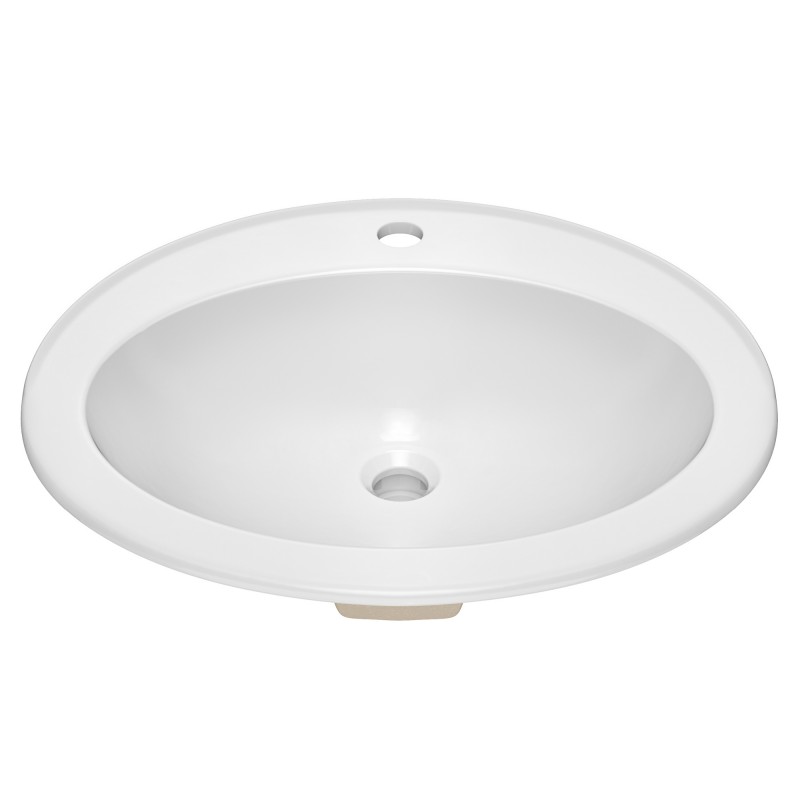 Elavo® 22” Oval Porcelain Ceramic Self-Rimming Drop-In Top Mount Bathroom Sink in White with Overflow Drain