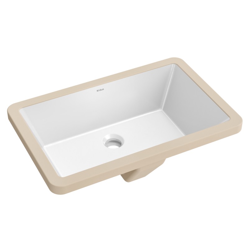 Elavo™ 21 1/8" Rectangular Porcelain Ceramic Undermount Bathroom Sink in White with Overflow Drain