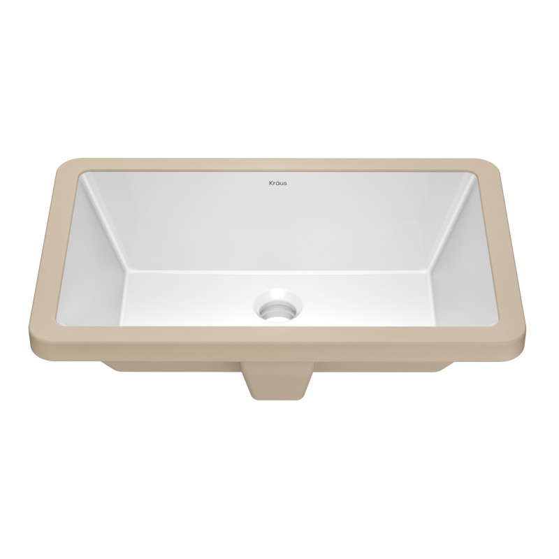 Elavo™ 21 1/8" Rectangular Porcelain Ceramic Undermount Bathroom Sink in White with Overflow Drain