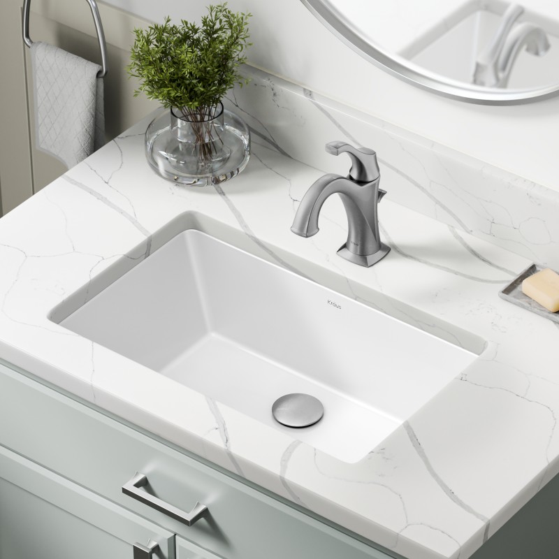 Elavo™ 21 1/8" Rectangular Porcelain Ceramic Undermount Bathroom Sink in White with Overflow Drain