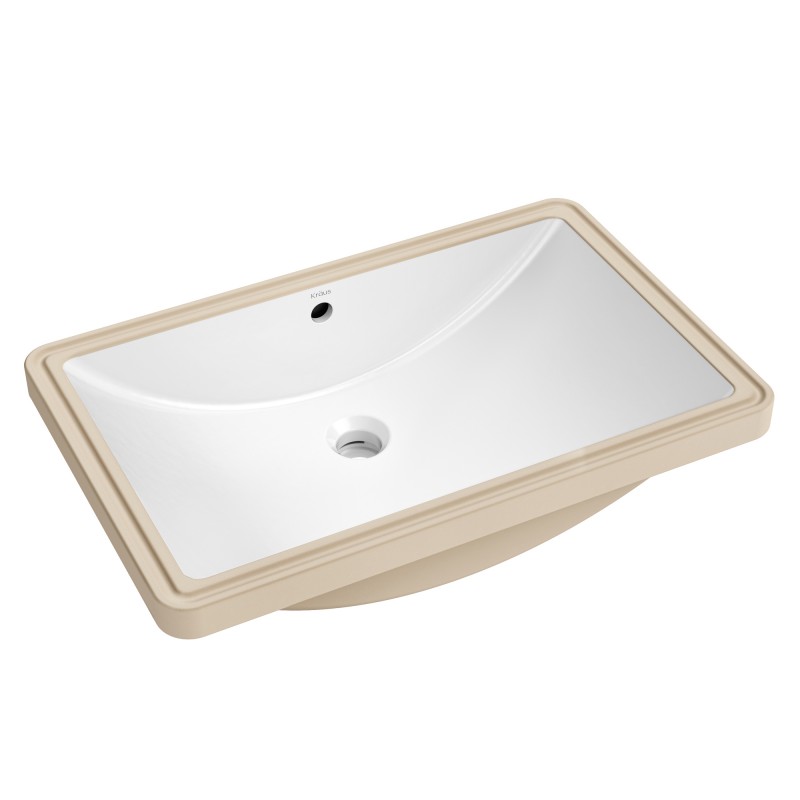 Elavo™ 23" Rectangular Porcelain Ceramic Undermount Bathroom Sink in White with Overflow Drain