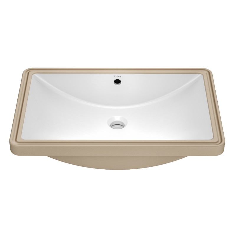 Elavo™ 23" Rectangular Porcelain Ceramic Undermount Bathroom Sink in White with Overflow Drain