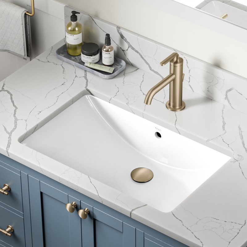 Elavo™ 23" Rectangular Porcelain Ceramic Undermount Bathroom Sink in White with Overflow Drain