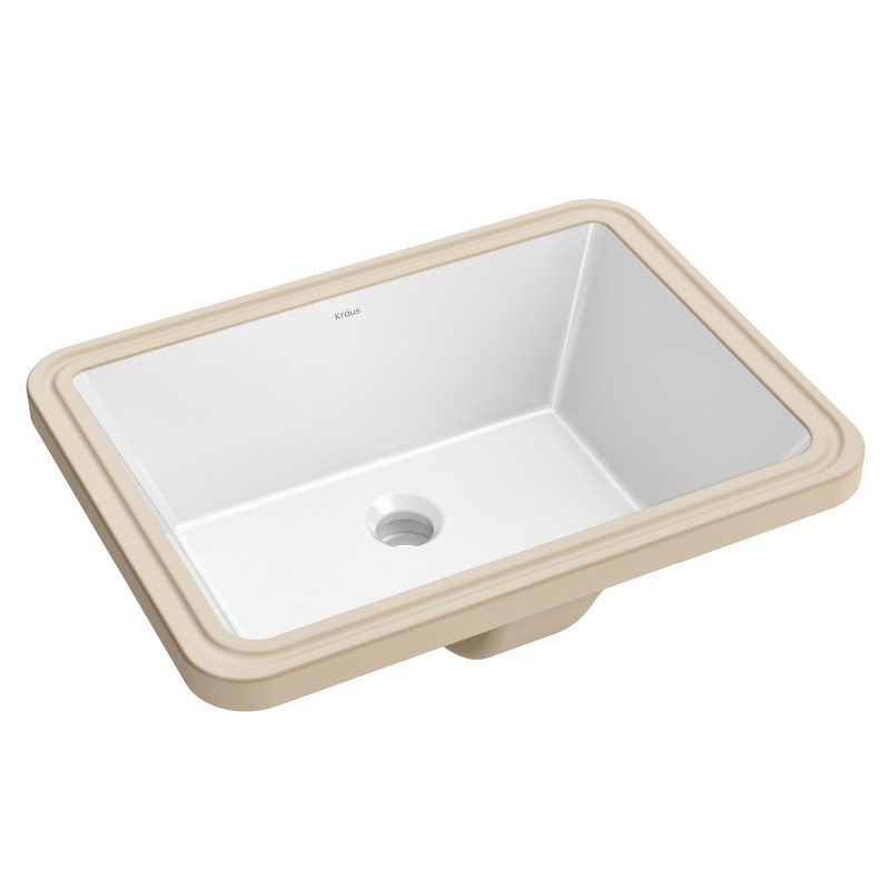 Elavo™ 20 1/4" Rectangular Porcelain Ceramic Undermount Bathroom Sink in White with Overflow Drain