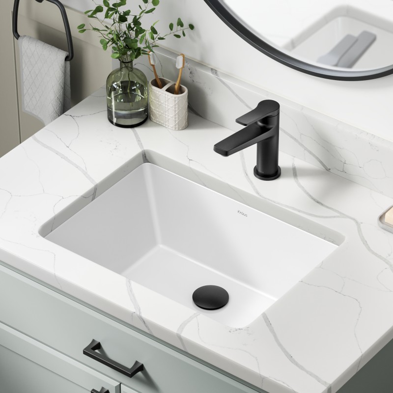 Elavo™ 20 1/4" Rectangular Porcelain Ceramic Undermount Bathroom Sink in White with Overflow Drain