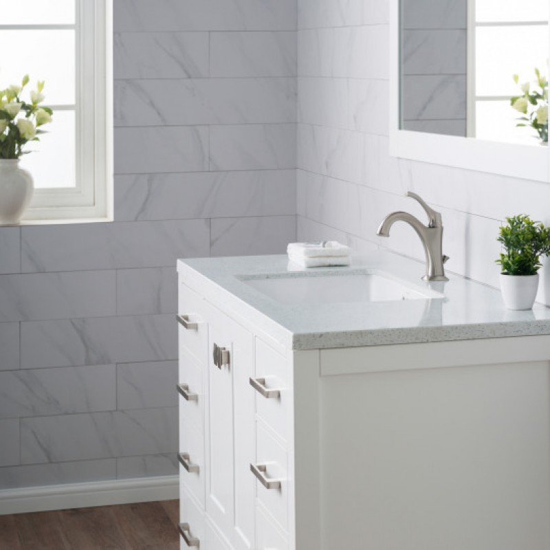 Elavo 23-inch Rectangular Undermount White Porcelain Ceramic Bathroom Sink with Overflow