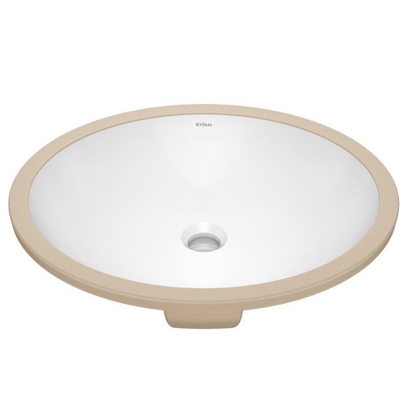 Elavo™ 19 1/4" Oval Porcelain Ceramic Undermount Bathroom Sink in White with Overflow Drain