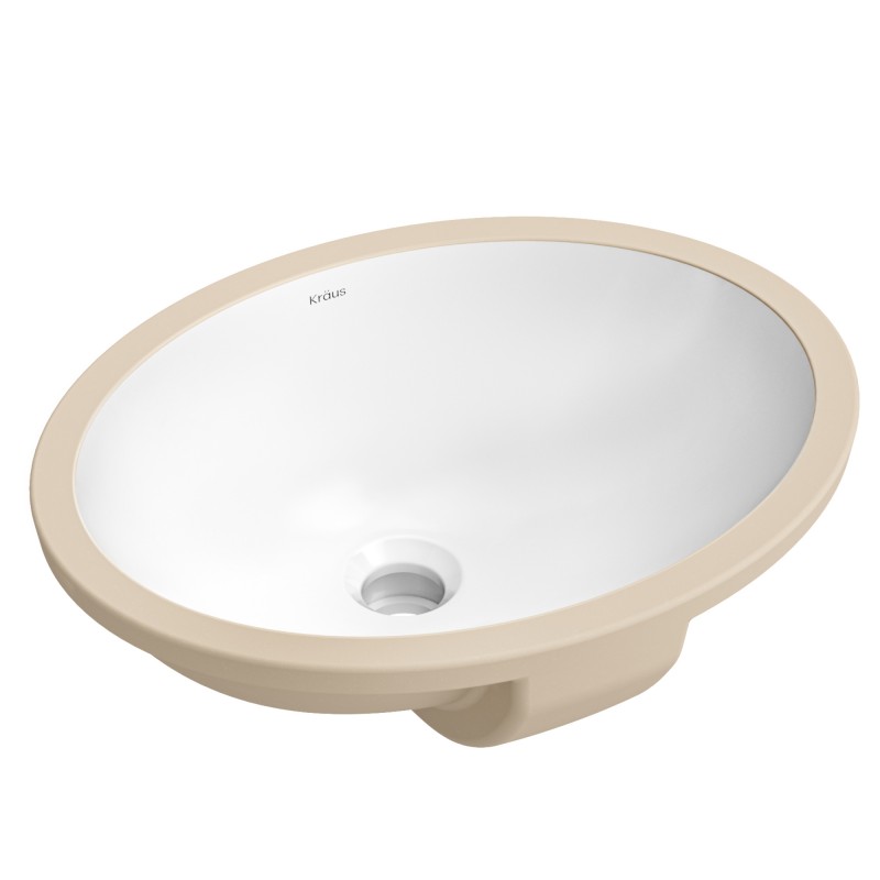 Elavo™ 16 3/4" Oval Porcelain Ceramic Undermount Bathroom Sink in White with Overflow Drain